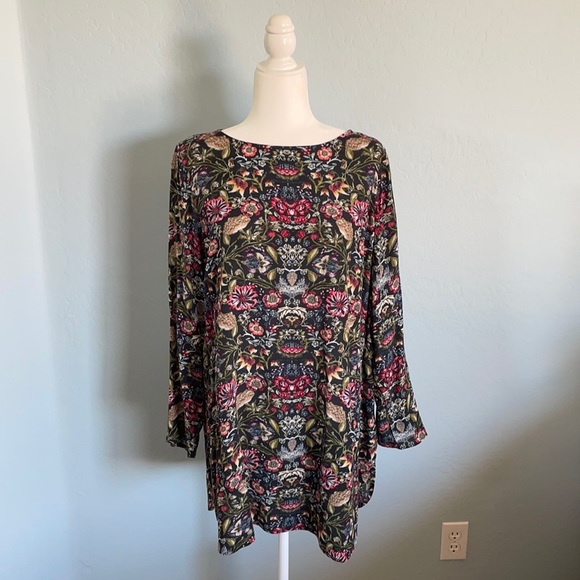J. Jill long , long sleeve floral pattern sz L - Picture 1 of 4